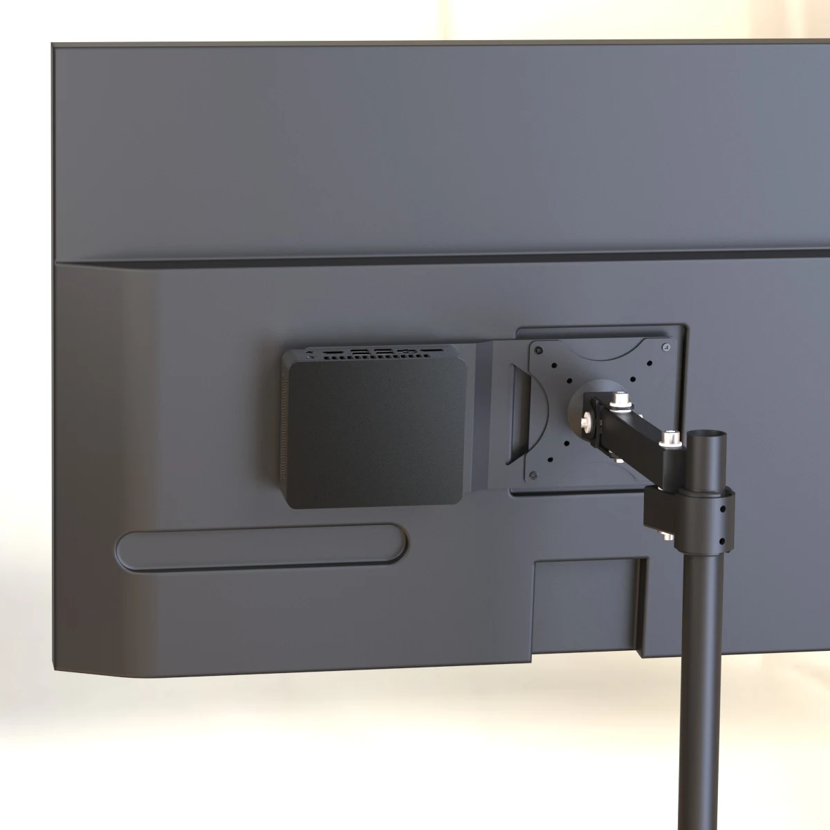 Vesa extend borad for monitor with vesa holes behind extend position for NUC or macmini
