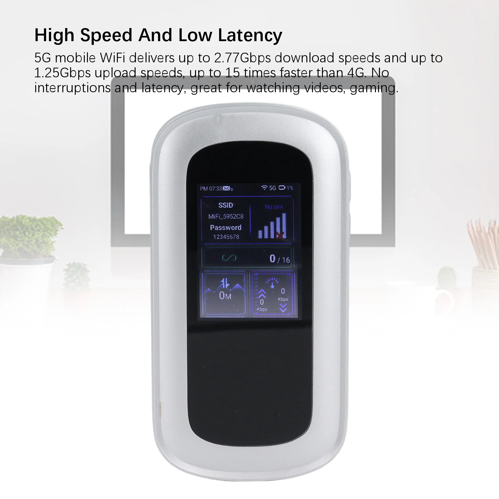 

5G WiFi 6 Mobile Hotspot High Speed 2.4in LCD Screen 4000mAh USB C Charging Portable WiFi Hotspot Router for Tablet for Laptop