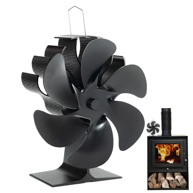 4/5/6 Blades Heat Powered Stove Fan Log Wood Burner Eco-fan Quiet Fireplace Fan Winter Warm Home Heater Efficient Heat Distribu