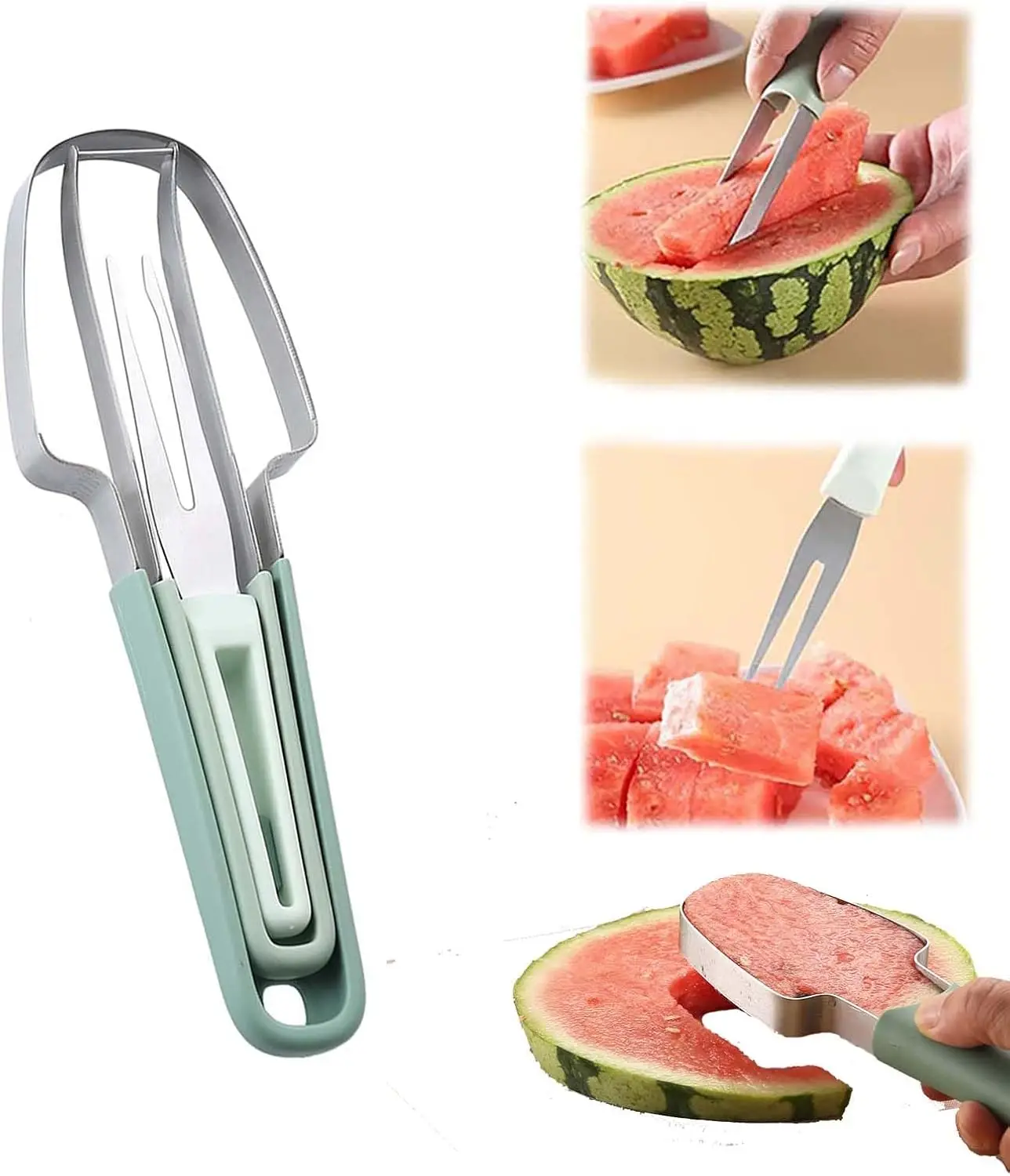 

in1 Watermelon Fork Slicer , 2024 Watermelon , Upgraded Stainless Steel Fruit , Slicer Tool Fruit Forks Slicer , Summer Watermel