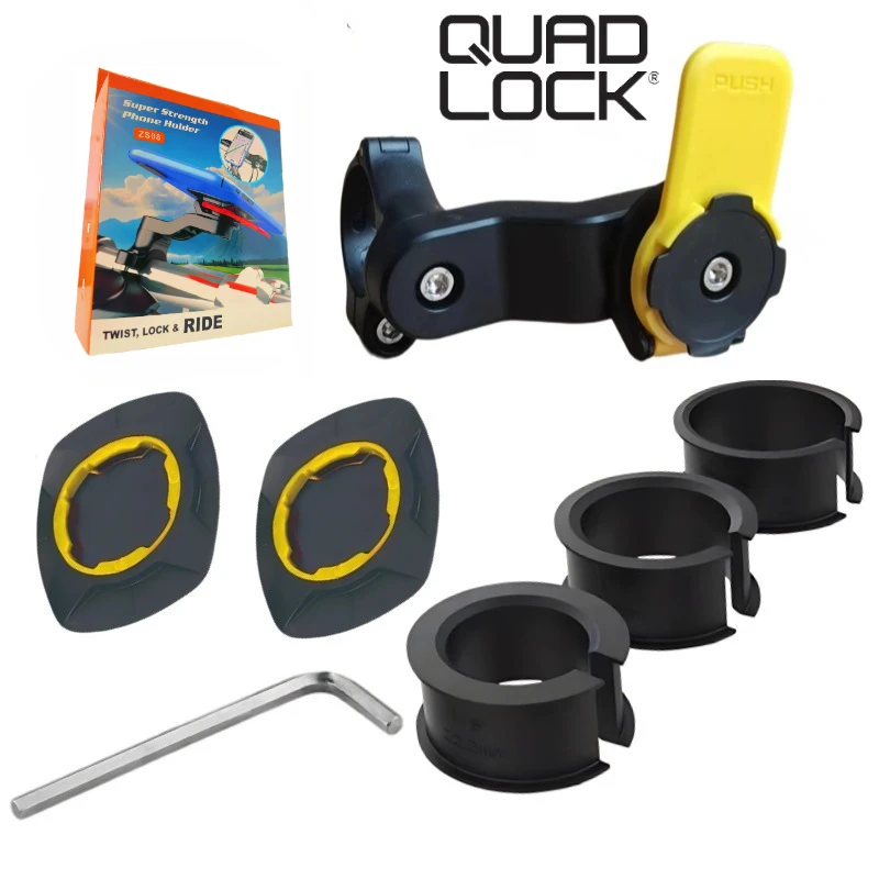 QUAD LOCKMSupporto per telefono per moto, supporto per telefono cellulare per bici anti-vibrazione con smorzatore di vibrazioni, attacco/stacco a sgancio rapido