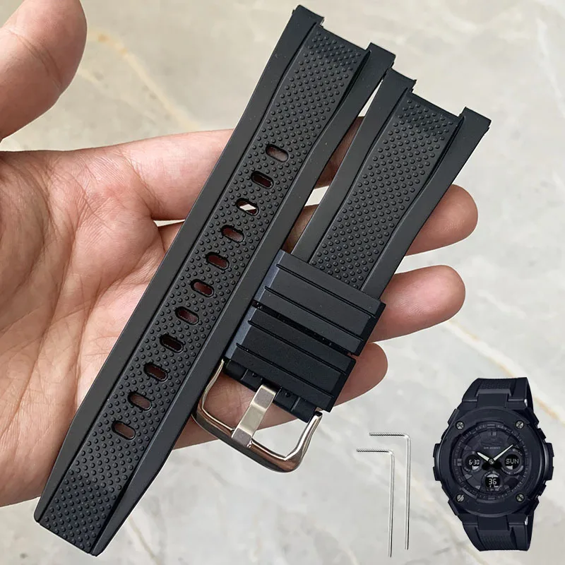 26*14mm Rubber watchband for Casio SHOCK GST Series GST-210/W300/400G/B100 Waterproof Silicone watch band men straps Accessories