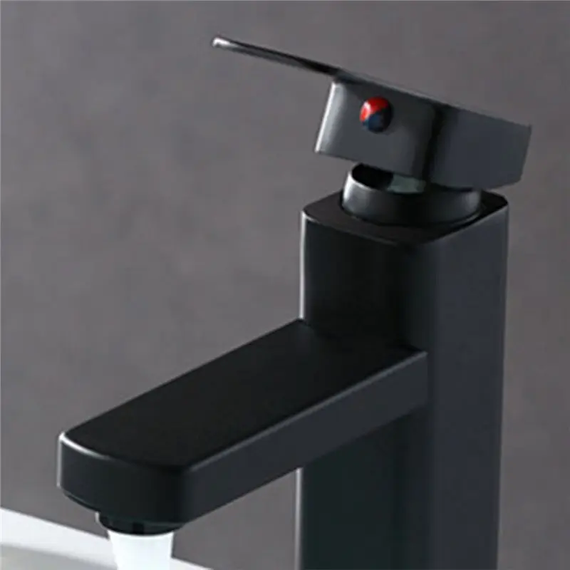 GYTB-Black Basin Faucet, Bathroom Sink Faucet, Single-Handle Hot And Cold Water Faucet Two 60Cm Hoses Included
