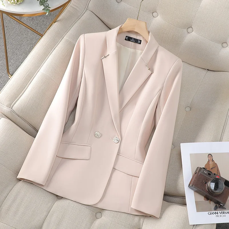 Blazer de manga comprida feminino, casacos de escritório, jaqueta feminina, roupa de trabalho de negócios, casaco formal, blusa casual feminina, primavera, outono, novo, 2022