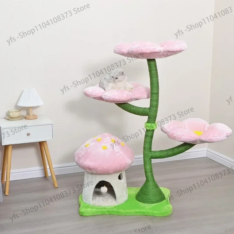 Flower Cat Scratching Post Climbing Frame Tree House Modern Luxury Tower Scratching Post Cat Trees & Scratcher Wood Cat Trees