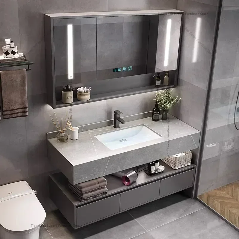 Nowoczesna inteligentna szafka łazienkowa Wielofunkcyjna, odporna na wilgoć lustrzana umywalka Meble domowe Мебель Для Ванной FYBC