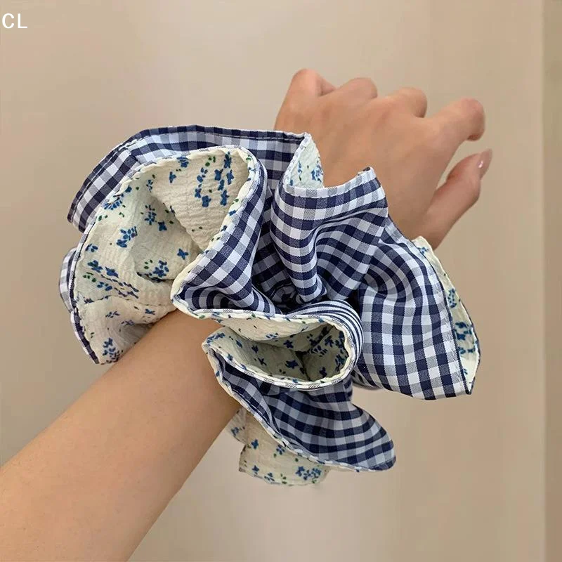 AttireTrove1/3Pcs Double Sided Scrunchies Floral Gingham Patterns Fashionable Hair Ties For Women's Charming Looks