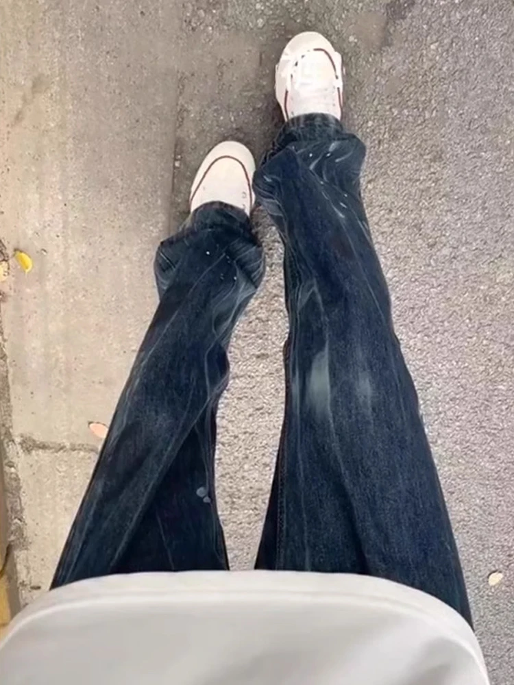 

Мужские джинсы с распылительными чернилами Tie Dye High Street American Vibe, прямые брюки в стиле хип-хоп, брюки в стиле хип-хоп, молодежные джинсовые джинсы Faion