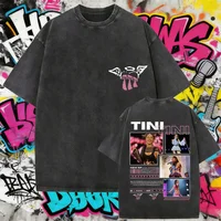 2025 verano cantante Tini Stoessel Futtura Tour Vintage lavado gráfico hombres mujeres gótico 100% puro algodón impreso ocio camiseta