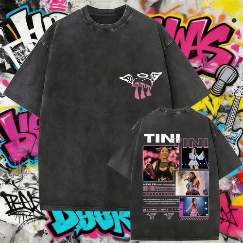 2025 verano cantante Tini Stoessel Futtura Tour Vintage lavado gráfico hombres mujeres gótico 100% puro algodón impreso ocio camiseta