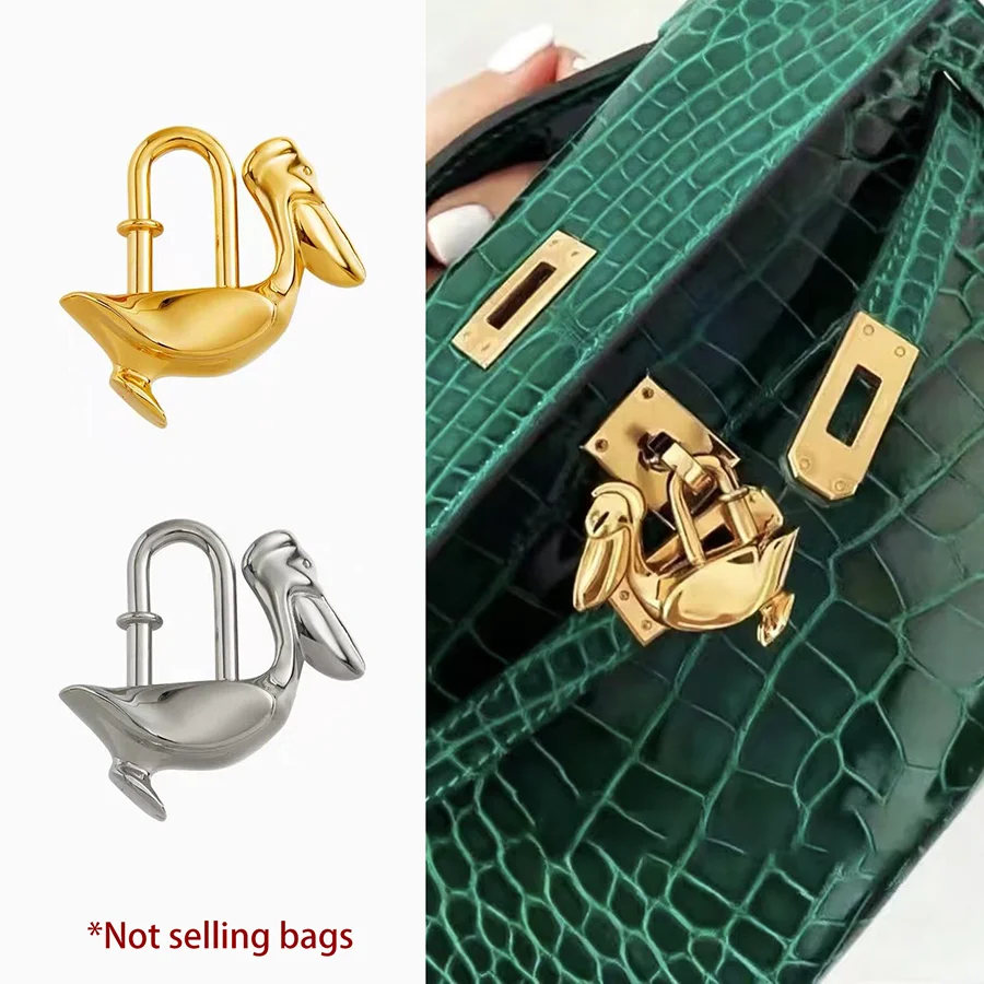 Pingente de Bolsa para Birkin Kelly Bag, Charm de Fecho Pegasus, Pingente de Bolsa com Fecho de Metal Animal em Aço, Colar Charm Pelican de Alta Qualidade