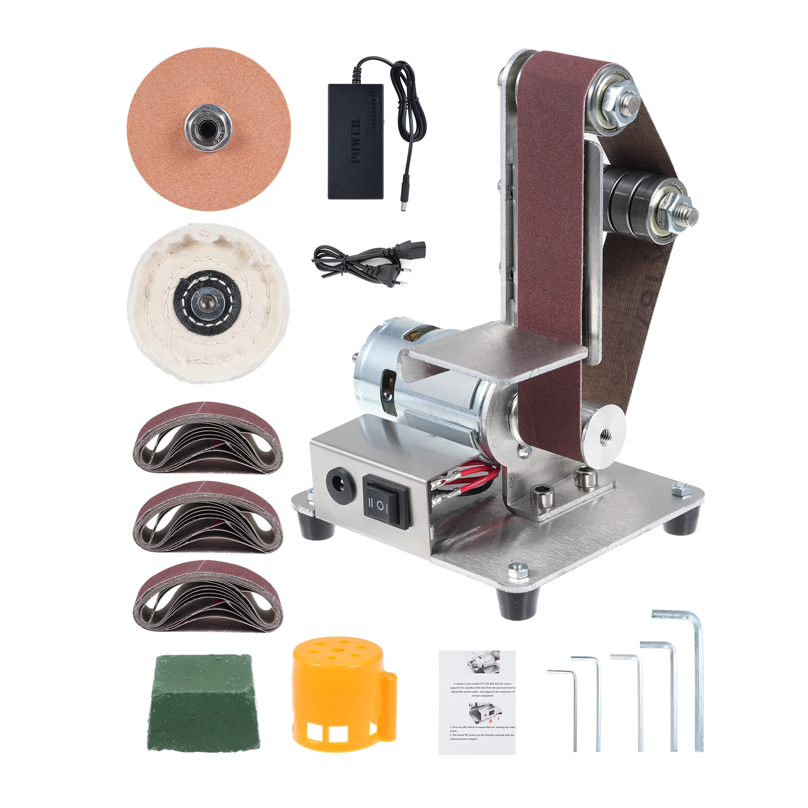 

Mini Electric Belt Sander 7-speed 775 Motor Adjustable Workbench Angle Multifunctional Sanding Polishing Grinding Machine
