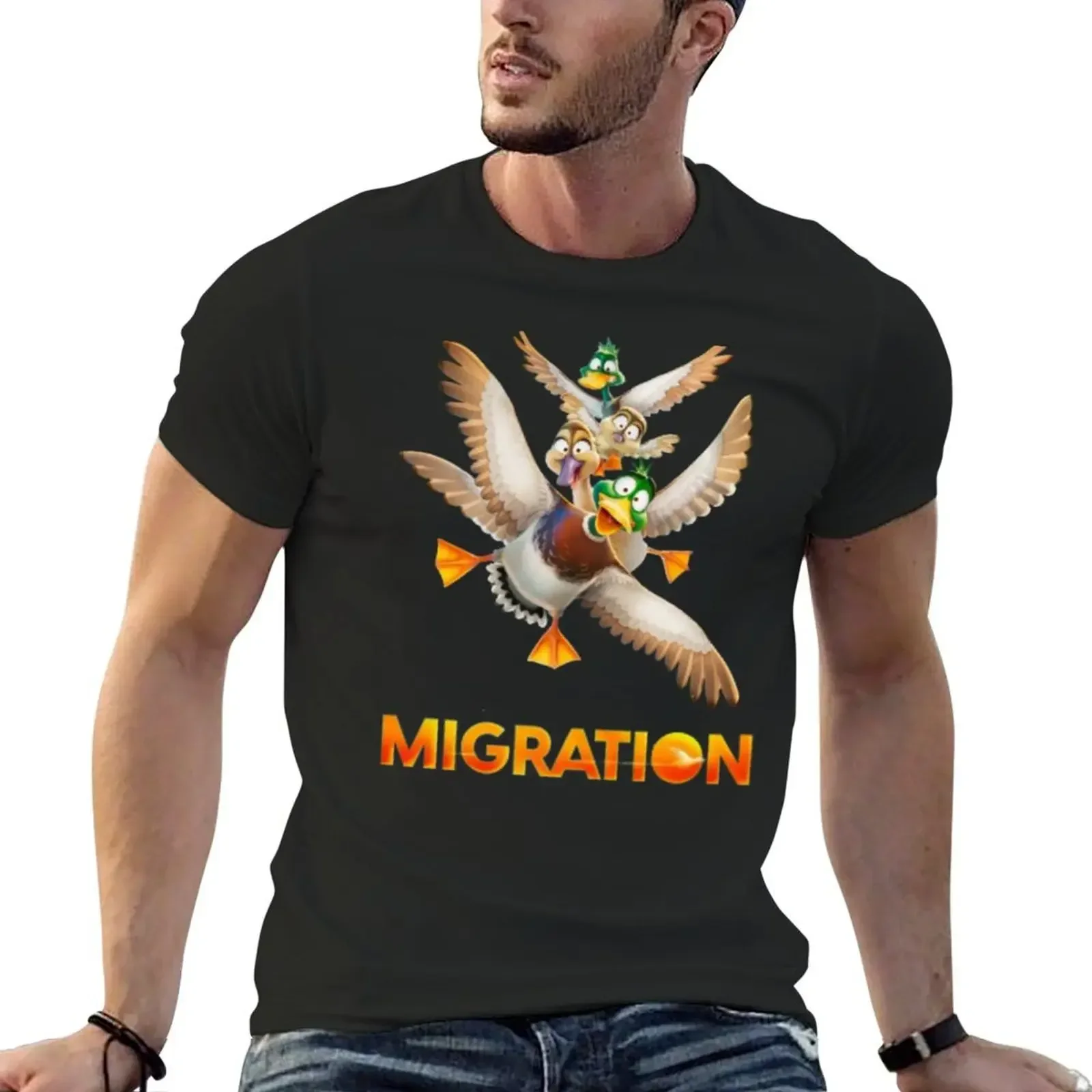 Migration Movie Flying Ducks Design T-Shirt anime stuff new edition plus size clothes black t-shirts for men