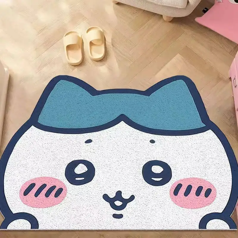 Cute Chiikawa Cartoon Loop Mat Household Entrance Doormat Wear Resistant Rug for Entryway Hall Living Room Indoor Decor Foot Pad