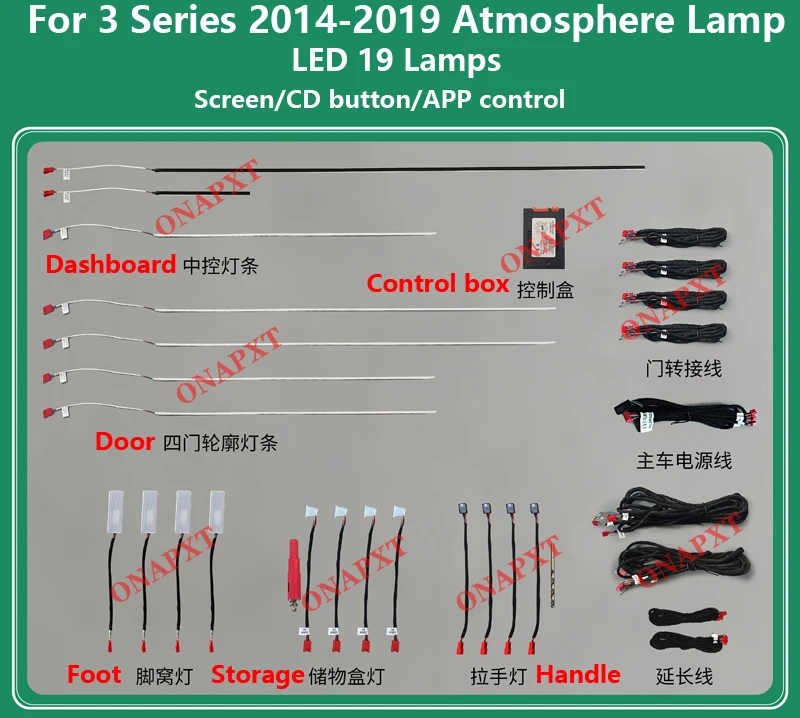Für Bmw 3 Serie 4 Serie 3GT F30 F32 F33 F34 F36 2014-2019 Auto Dekorative Umgebungs Licht LED atmosphäre Lampe beleuchteten Streifen