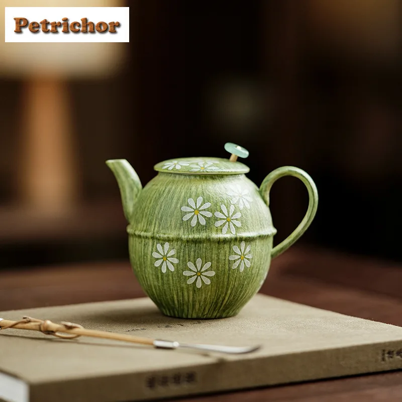 

160ml Hand Painted Small Daisy Teapot Ancient Tea Infuser Pot Tea Maker Kettle With Ball Hole Tea Ceremony Accessories Craft