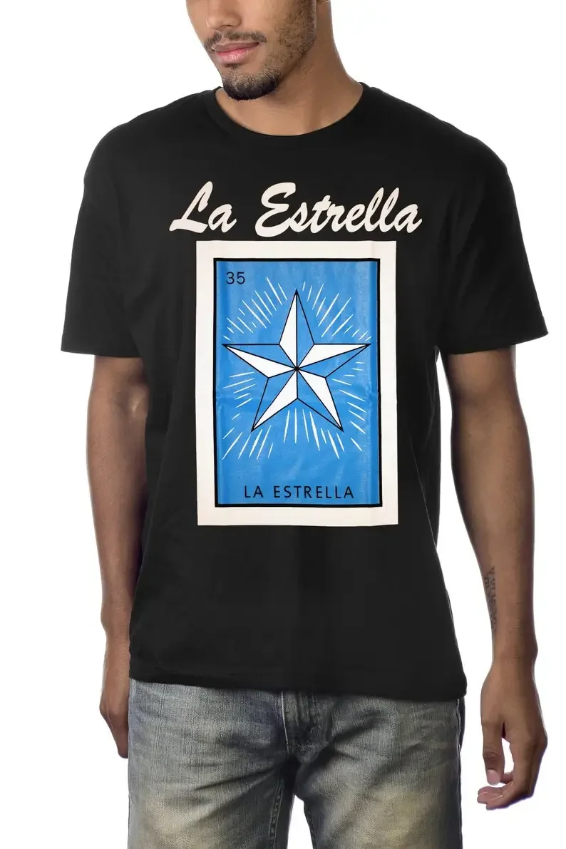 La Estrella Loteria Mexican Bingo T-Shirt Novelty Funny Family Tee Black New