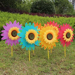 Colorful Sunflower Windmill Wind Turbine For Lawn Garden Party Decoration Outdoor Camping Picnic Yard Decor