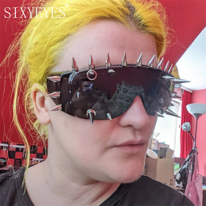 Neue Niet Spike Dekoration Wild Rock Steampunk Sonnenbrille 2022 coole Mode Bühne Bar Party Sonnenbrille Brille Oculos de Sol – Detail 2