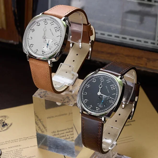Baltany Men Quartz Watch Pilot 38mm Square Fashion Wristwatch 50M Waterproof Sapphire Mirror VD78 Small Second Dial