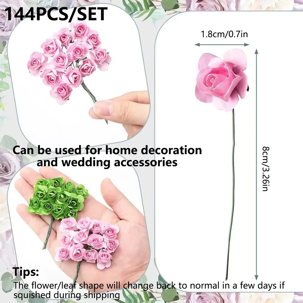 144pcs ArtificialFlowers simulation paper Rose Outdoor courtyard UV protection Garden Wedding Home Diy gift Candy Box Decoration image 6