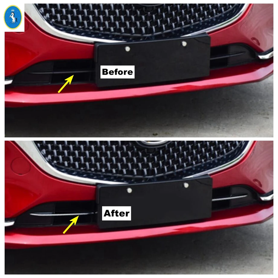 ABS Auto Front Bumper Under Foglight Cover Trim Fog Lights Lamps Decor Stripes For Mazda 6 Atenza Sedan 2020 - 2024 Accessories