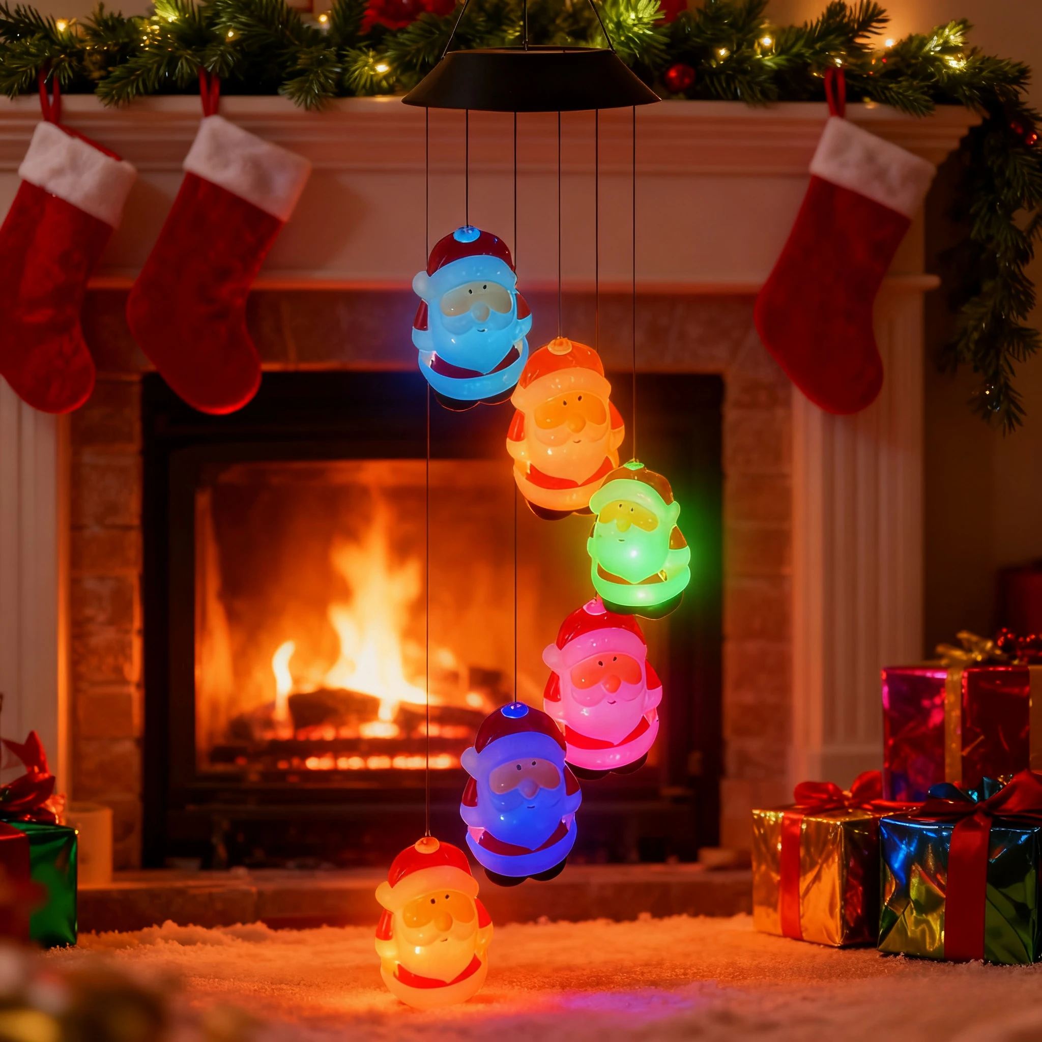 الملونة سانتا كلوز الكرة ضوء الشمس مصابيح تعليق للزينة 2025 عيد الميلاد السنة الجديدة الديكور غرفة نوم فناء الرياح الرنين مصابيح
