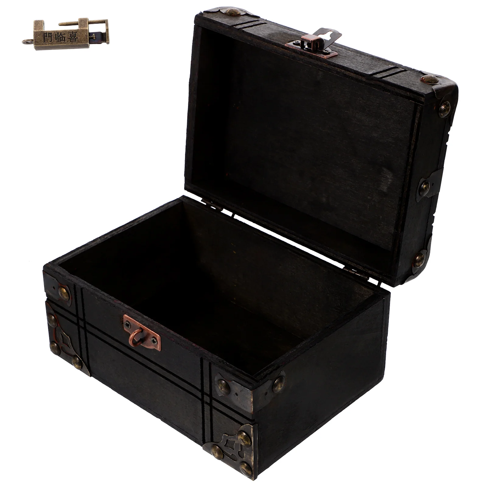 

Retro Treasure Chest Vintage Storage Box Wooden Keepsake Trinket Jewelry Container Decorative Gray Small Classic Elegant Film
