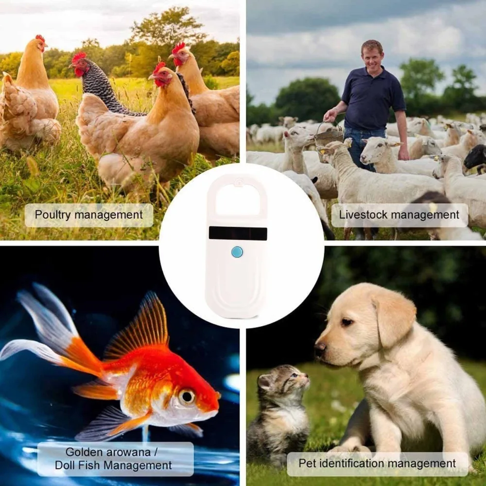 134.2Khz Frequency Animal RFID Reader FDX-B FDX-A Iso11784/5 Compatible Handheld Tag Reader USB Bluetooth Glass Tag Support