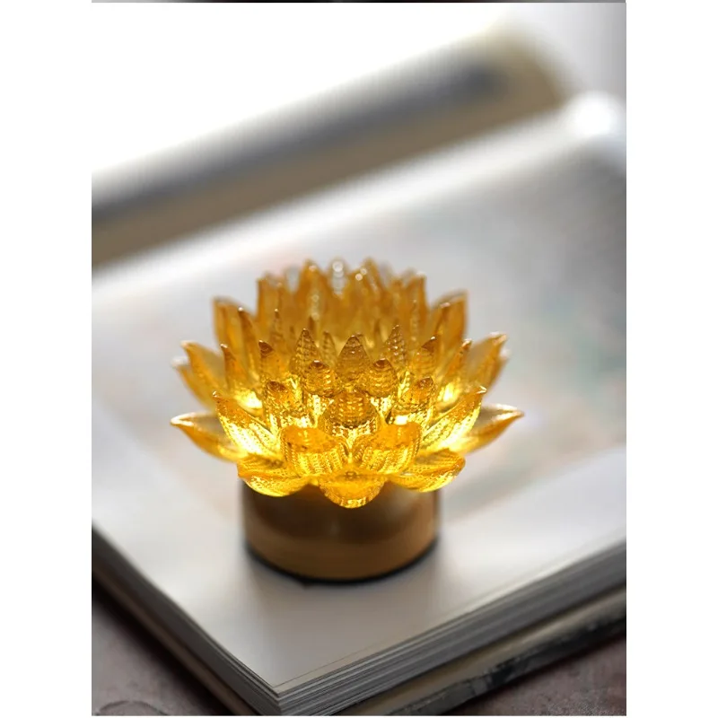 Glazed gold emperor lotus lotus flower lamp Buddha front lamp