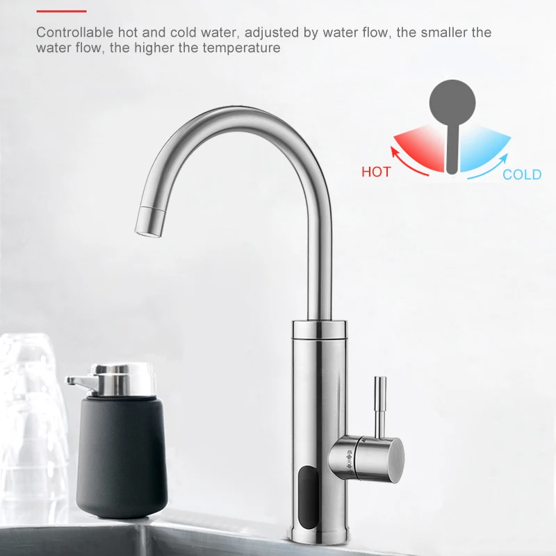 220V Electric Instant Hot Water Faucet Kitchen Water Heater Tap Heater Cold Heating Faucet Tankless Instantaneous Water Heater