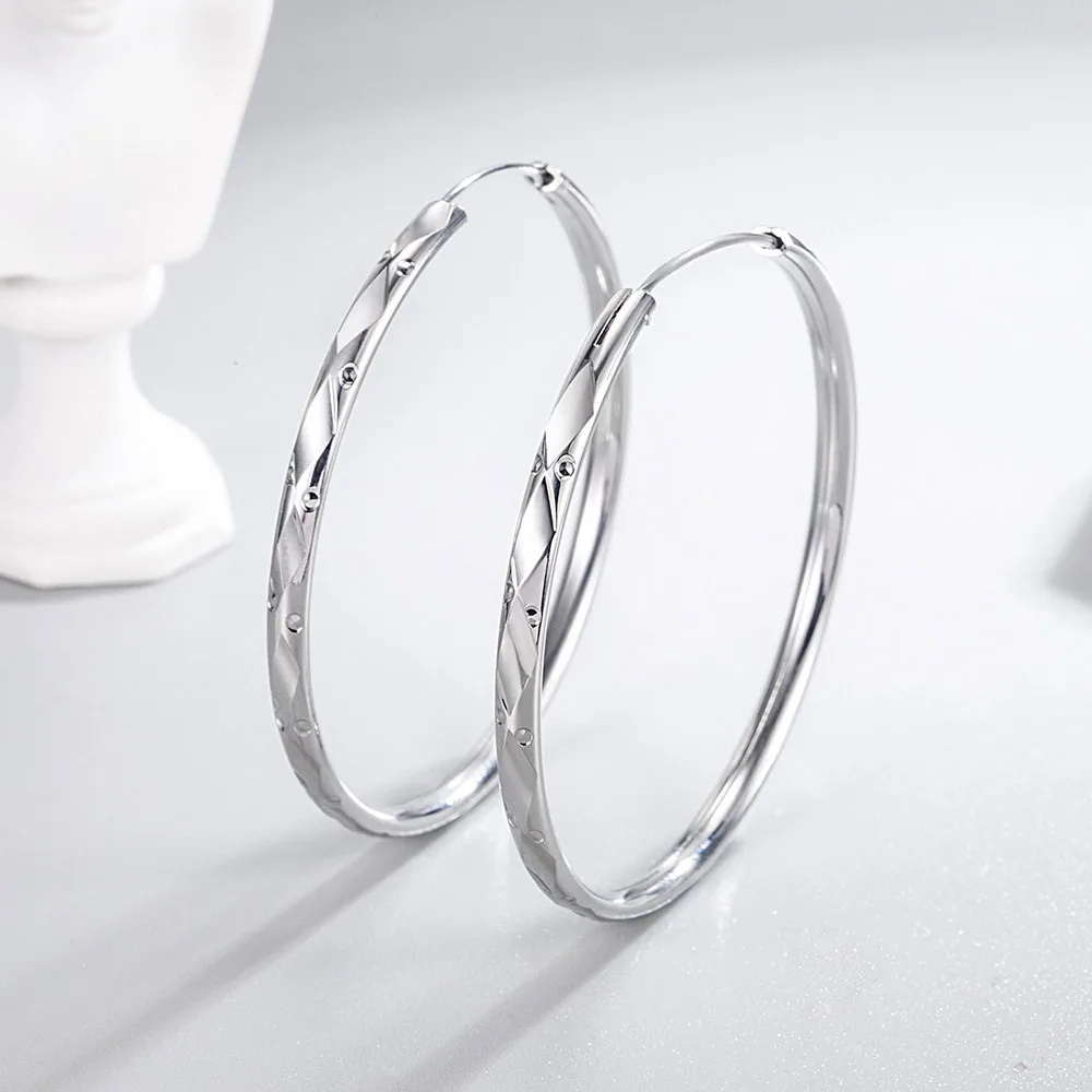 925 Sterling Silver Exaggerated Trend Outlet Big Earrings Birthday Party Anniversary Gift
