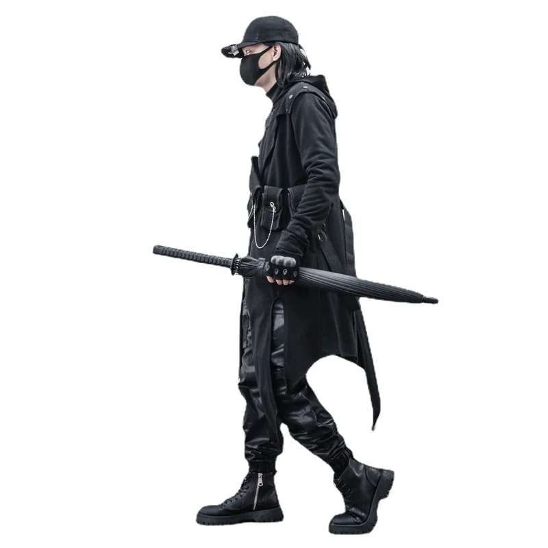 

Irregular Design Avant-Garde Long Cloak Dark Wasteland Style Clothes Women Techwear Hooded Slim Coat for Men