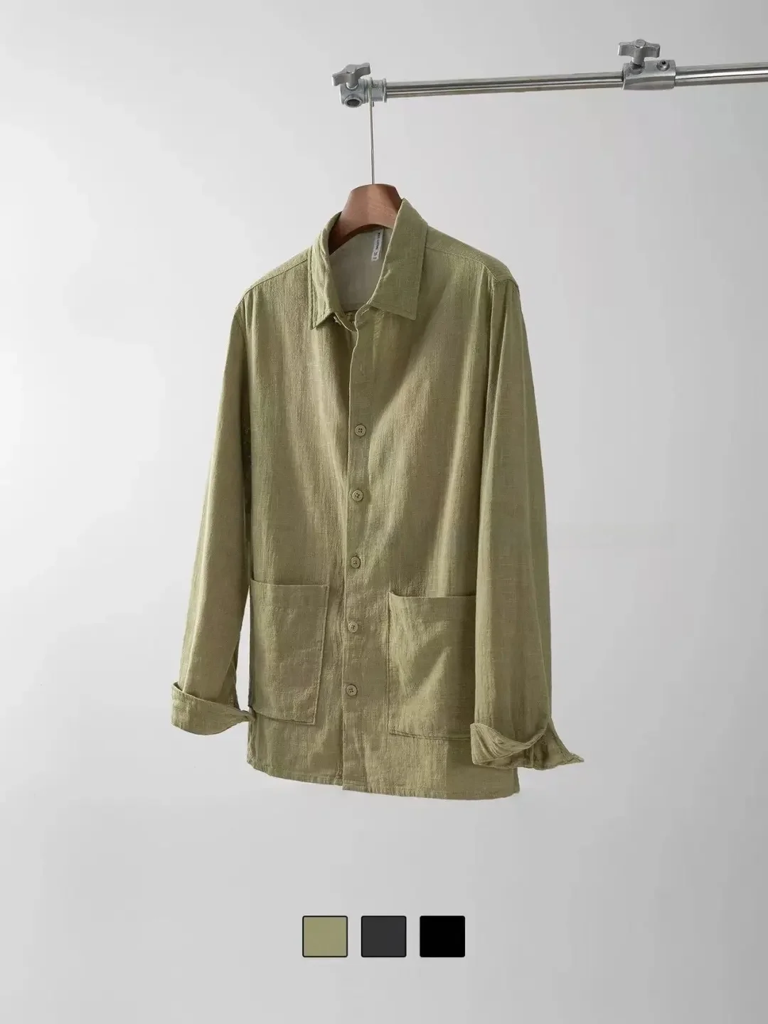 

Men's Long Sleeve Cotton Linen Shirt Casual Loose Slimming Thin Outerwear with Pocket Autumn New Style Comfortable Fashionable