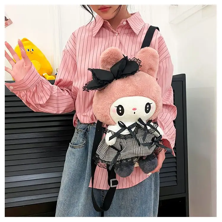 Zaino Sanrio Kuromi Melody Designer Bag Lolita Peluche Doll Zaino Modello Cartoon Borsa organizer di grande capacità Regalo di festa