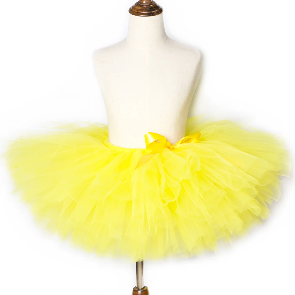 Falda tutú amarilla para niñas, falda de tul esponjosa para niñas, falda de baile de Ballet para niños, faldas para niños, tutús para fiesta de cumpleaños para niñas