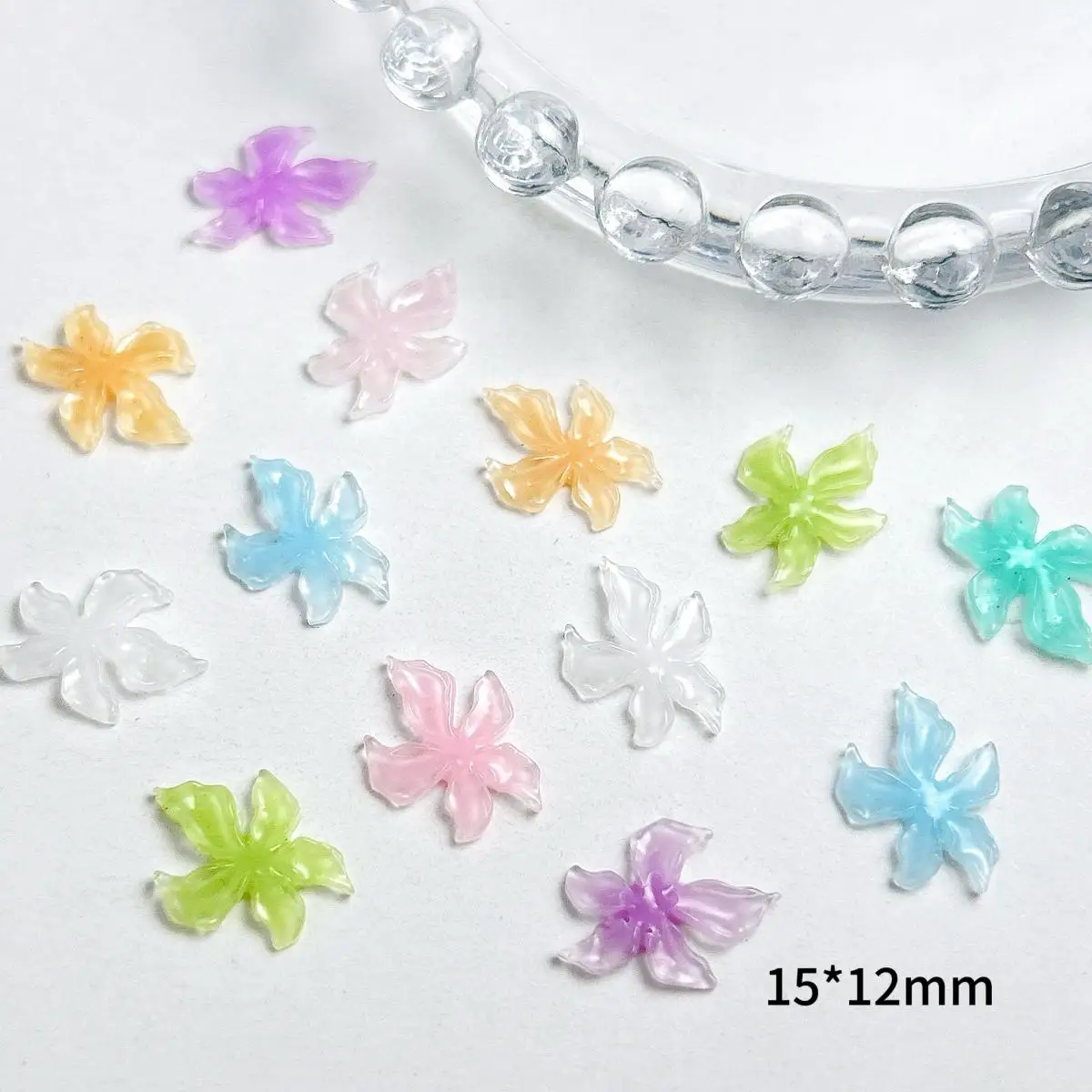 3D Resin Matte Soft Light Irregular Flower Nail Charms Sweet Solid Color Soft Lily Nail Art Decoration Supplies For DIY Crafts