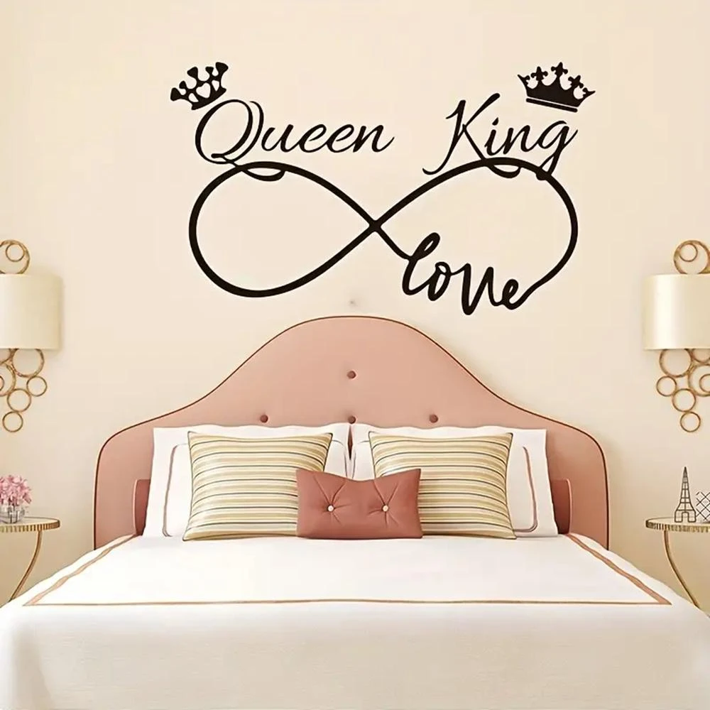 1 pc romantic king or queen circle love waterproof Wall Stickers Modern Fashion Wall Sticker For Living Room Kids Room