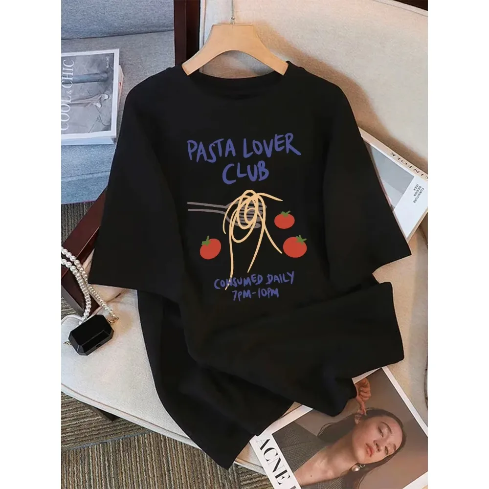 Pasta Lover Club T Shirt Men Women Funny Spaghetti Graphic Tees Summer Retro Food Printed Tops Loose Short Sleeve O-Neck Y2K Tee