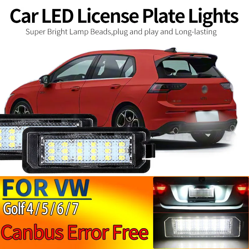 2 Stück Canbus Fehlerfreie Auto-LED-Kennzeichenbeleuchtung Nummernschildleuchte für VW Golf 4 Golf 5 Golf 6 7 MK4 MK5 MK6 MK7 MK8 1999-2022