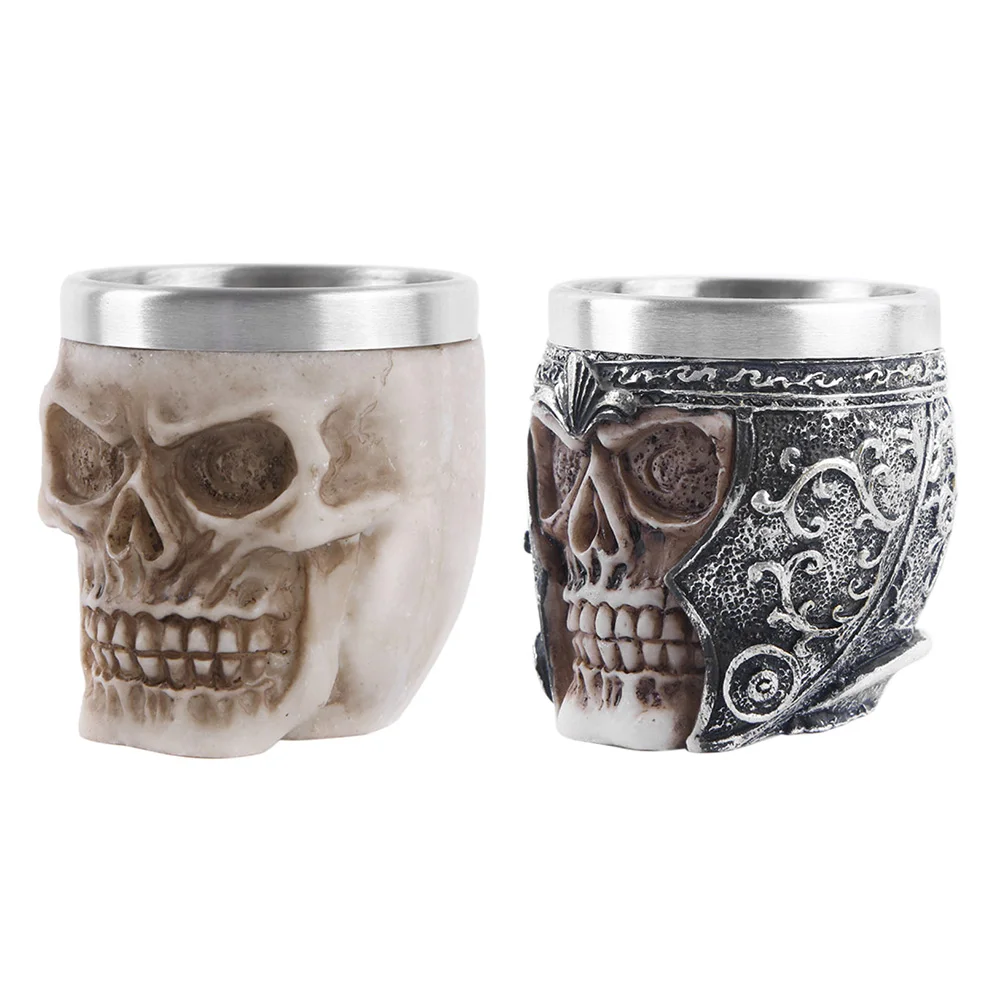 Unique Gothic Warrior Mug Without Handle Skeleton Skull Coffee Cup Strong Stability Heat Resistance for Home Bar Ornament