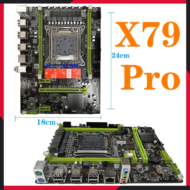 WJJDZ X79 pro motherboard kit xeon e5 2630 V2, set ram cpu lga 2011 ddr3 M.2 NVME SATA untuk pc gamer