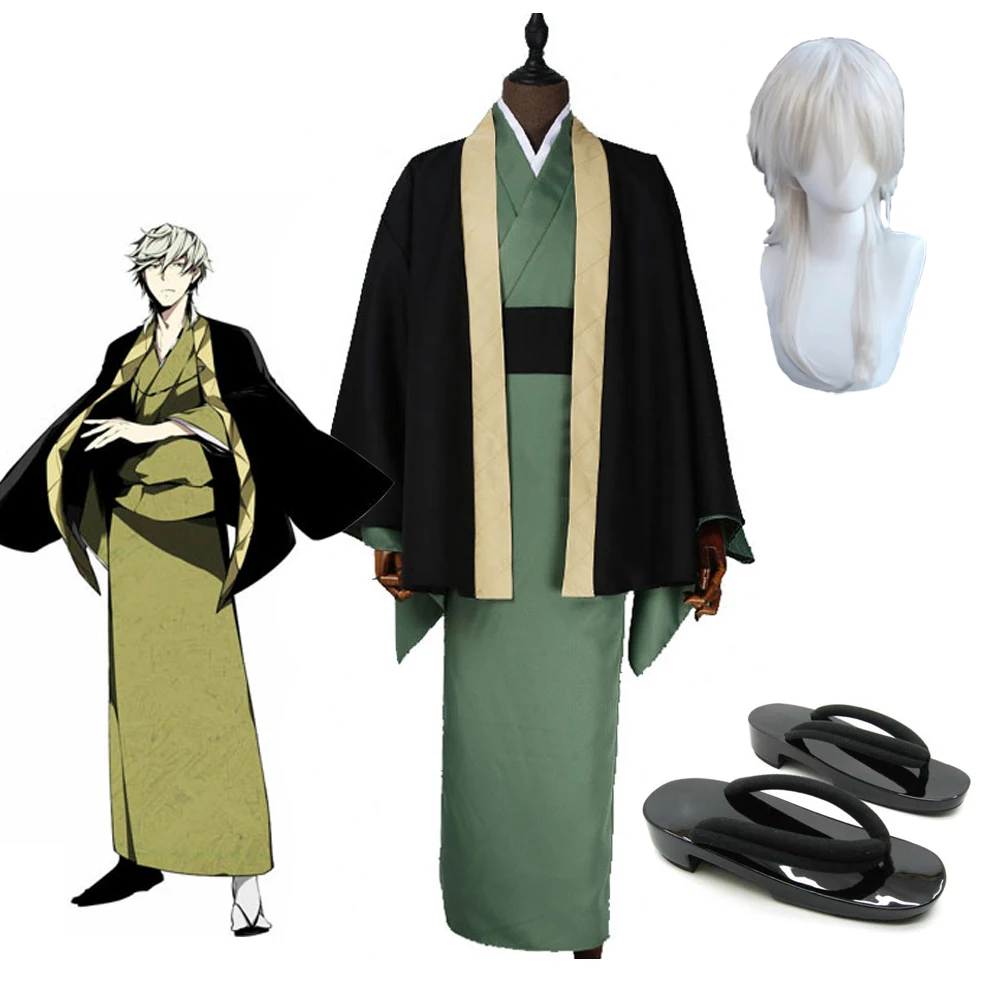 

Bungou Stray Dogs Fukuzawa Yukichi Cosplay Costume Uniforms Kimono Wig Clogs Suits Halloween Made Sets Japanese Anime Outfits