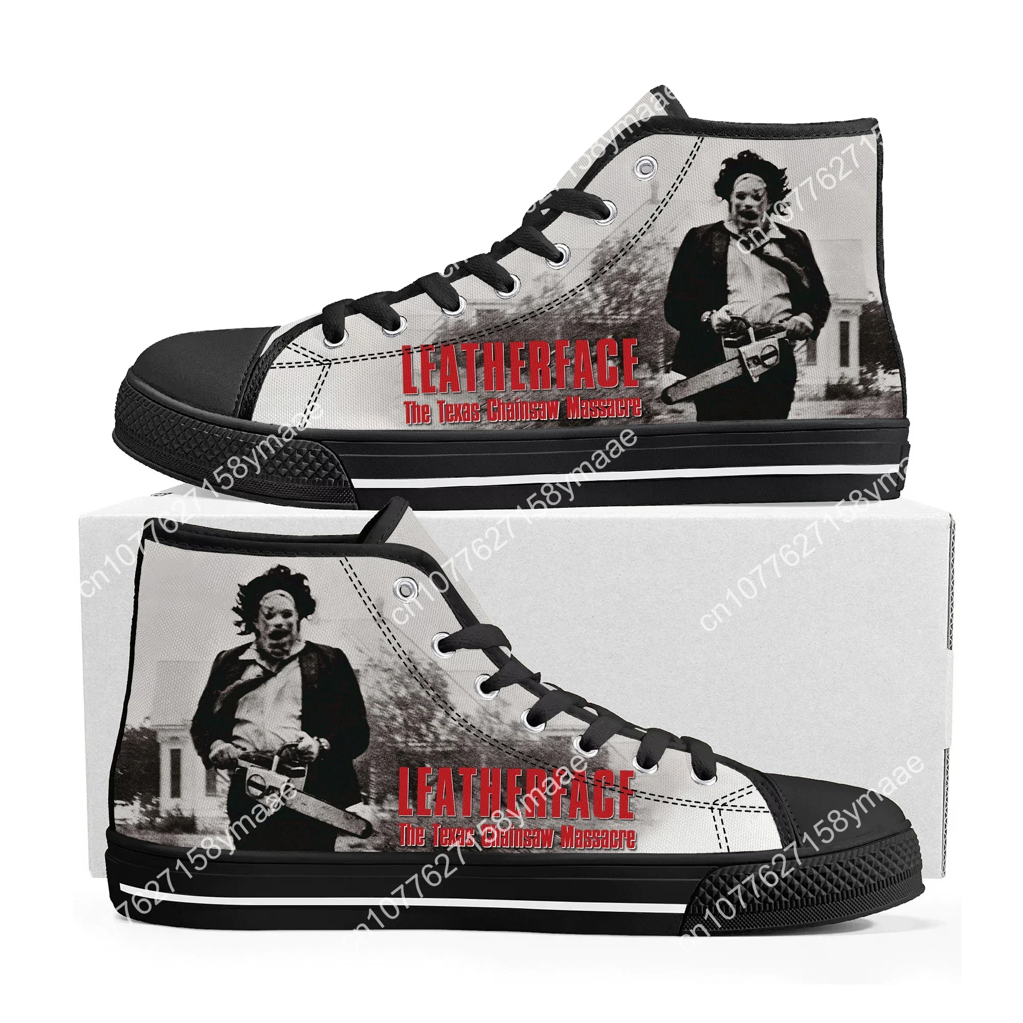 Texas Chainsaw Massacre Leatherface High Top Sneakers Mens Womens Teenager Canvas Sneaker Casual Custom Made Shoe Customize Shoe