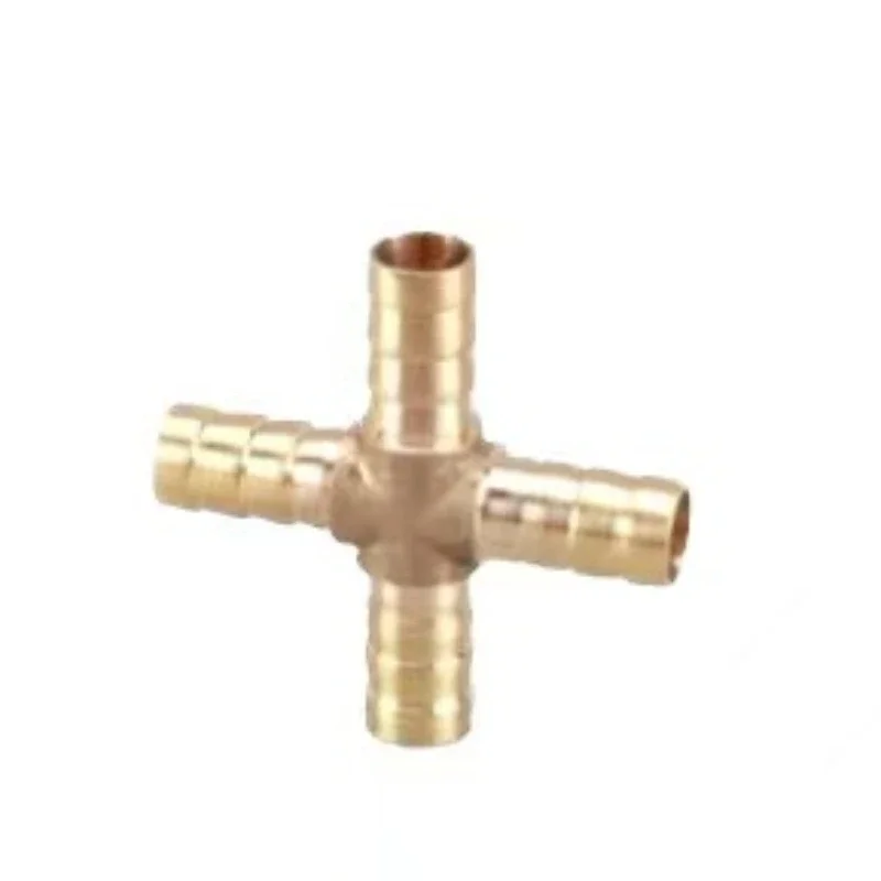 Cross Shaped Brass Pipe Fitting 4 Way 4mm-12mm Hose Barb Connector Joint Copper Barbed Coupler Adapter Coupling Pneumatic