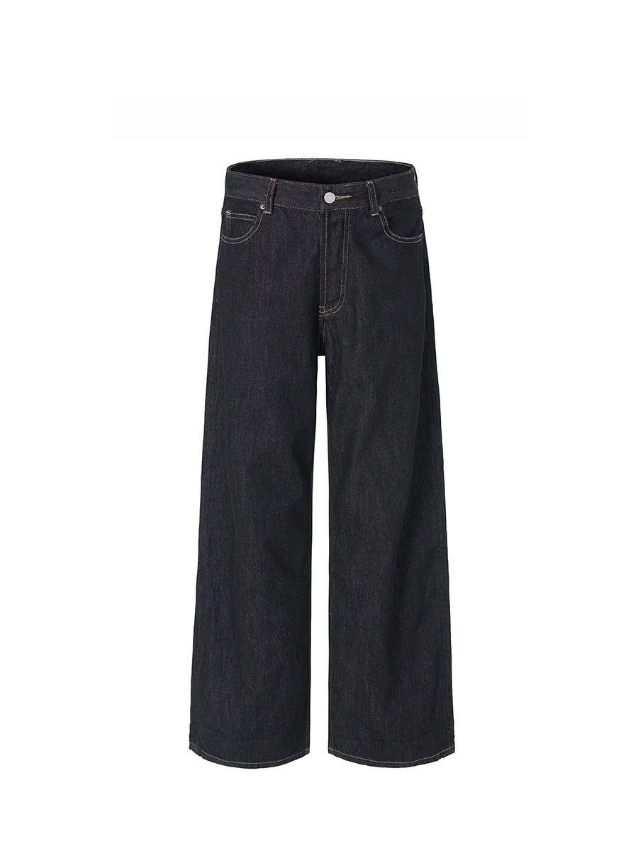 Calças Jeans Originais Americanas com Borda Crua e Punho Dobrado, Novas Calças Longas Soltas e Versáteis para Homens e Mulher...