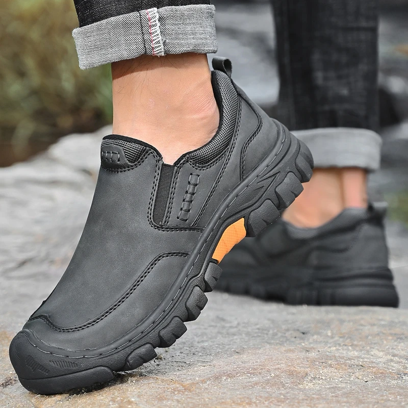 

Мужская походная обувь ручной работы, повседневные уличные прогулочные туфли, новые нескользящие кроссовки для путешествий, мужские слипоны из натуральной кожи