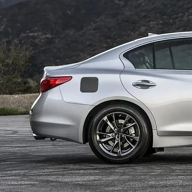 For Infiniti Q50 Real Dry Carbon Fiber 2014‑2020 Interior Trim Fuel Tank Cover Oil Gas Caps Decoration Modification Accessories
