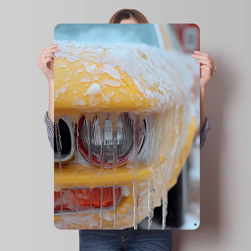 Póster Metálico de Faro de Coche Frozen, Arte de Pared Personalizado, Letreros Retro Vintage de Hojalata para Decoración de Cueva del Hombre, Casa y Apartamento