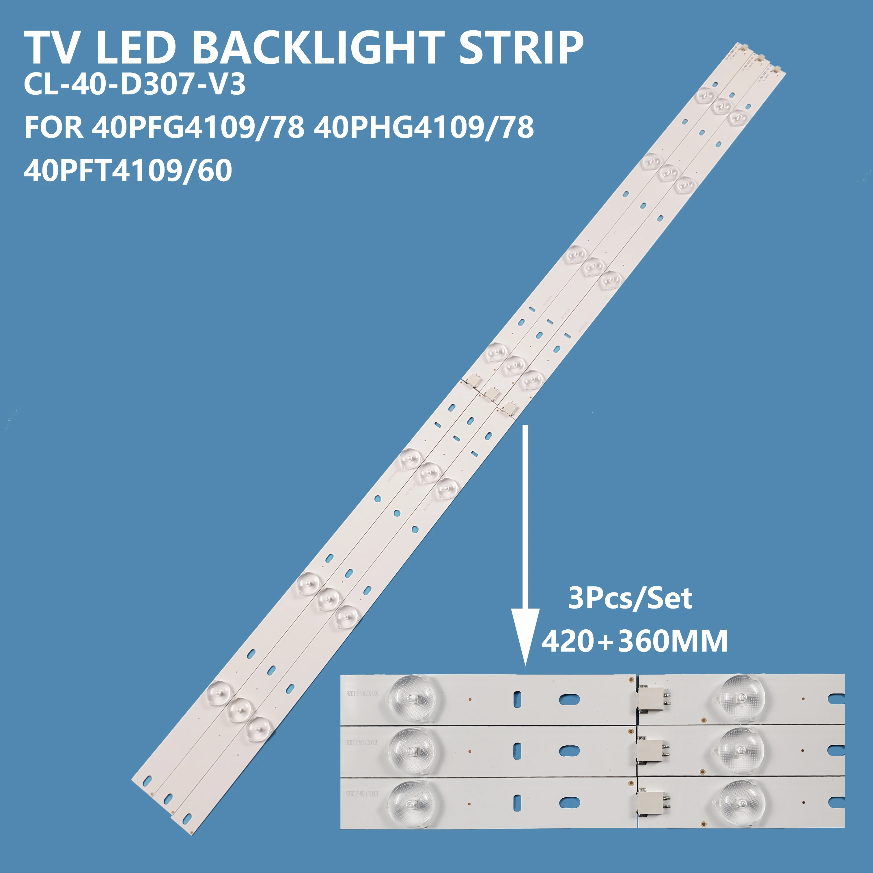 3PCS/SET Led Strip LED strip for 40PFG4109/78 40PFH4109/88 40PFL3088H/12 40PFL3138H/12  CL-40-D307-V3 LED TV Strip